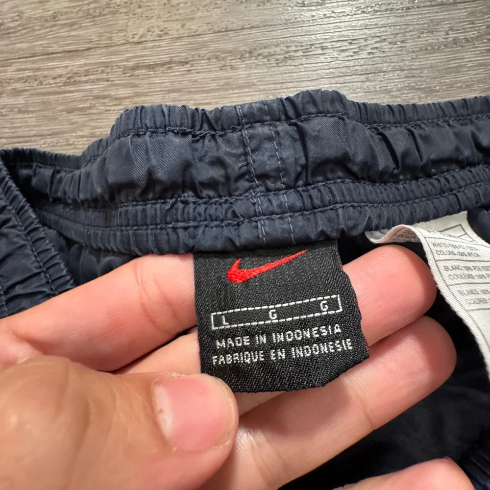Vintage Nike Track Pants Mens L Blue Nylon 38x32 Windbreaker Warm Up Baggy 90s